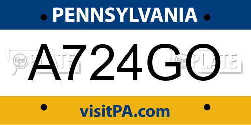 A724GO Pennsylvania License Plate