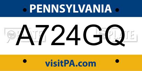 A724GQ Pennsylvania License Plate