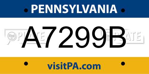 A7299B Pennsylvania License Plate