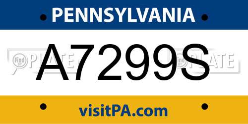 A7299S Pennsylvania License Plate