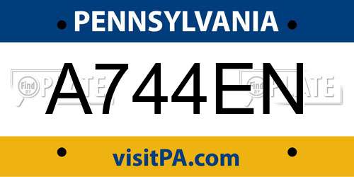 A744EN Pennsylvania License Plate