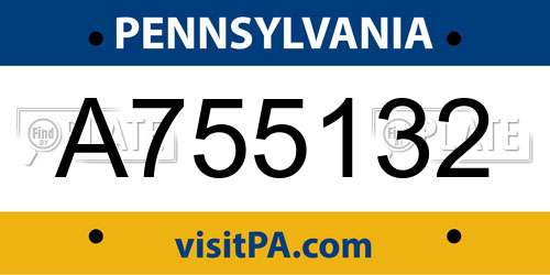 A755132 Pennsylvania License Plate