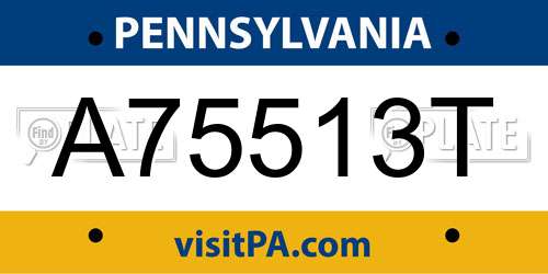 A75513T Pennsylvania License Plate