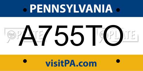 A755TO Pennsylvania License Plate