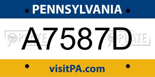 A7587D Pennsylvania License Plate