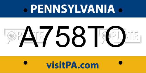 A758TO Pennsylvania License Plate