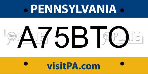 A75BTO Pennsylvania License Plate