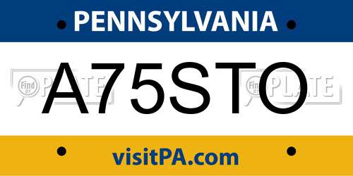 A75STO Pennsylvania License Plate