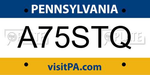 A75STQ Pennsylvania License Plate