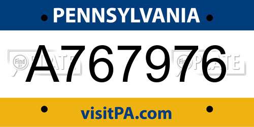 A767976 Pennsylvania License Plate