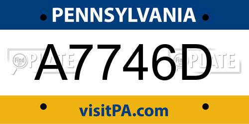 A7746D Pennsylvania License Plate