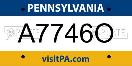 A7746O Pennsylvania License Plate