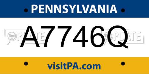 A7746Q Pennsylvania License Plate