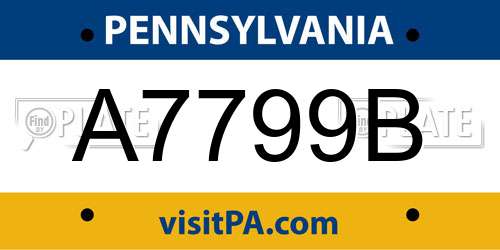 A7799B Pennsylvania License Plate