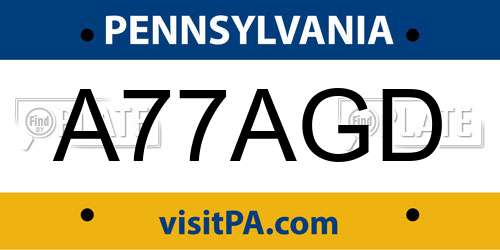 A77AGD Pennsylvania License Plate