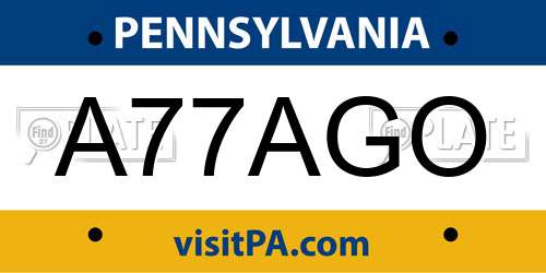 A77AGO Pennsylvania License Plate