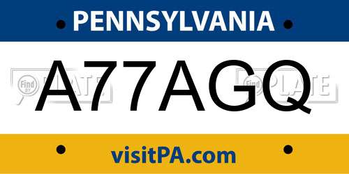 A77AGQ Pennsylvania License Plate