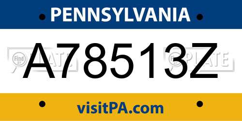 A78513Z Pennsylvania License Plate
