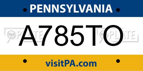 A785TO Pennsylvania License Plate