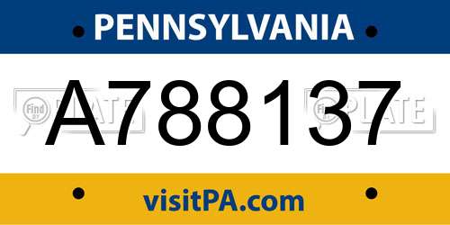 A788137 Pennsylvania License Plate