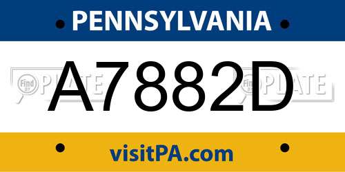 A7882D Pennsylvania License Plate