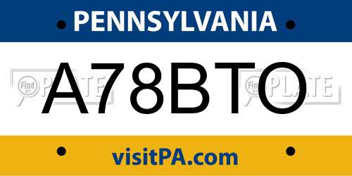 A78BTO Pennsylvania License Plate