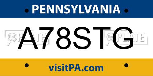 A78STG Pennsylvania License Plate