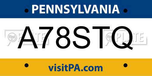 A78STQ Pennsylvania License Plate
