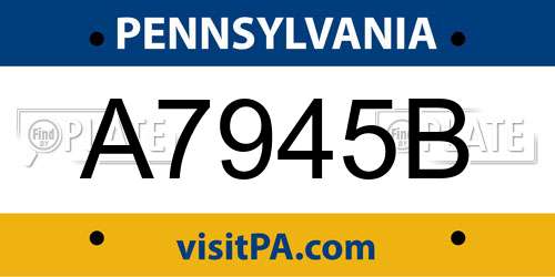 A7945B Pennsylvania License Plate