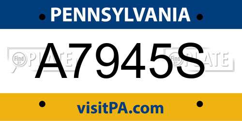 A7945S Pennsylvania License Plate