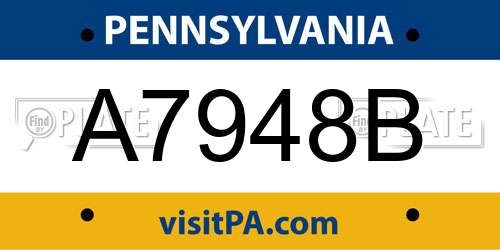 A7948B Pennsylvania License Plate