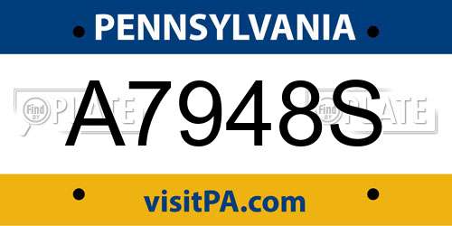A7948S Pennsylvania License Plate