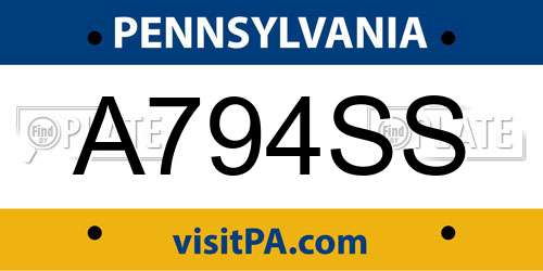A794SS Pennsylvania License Plate