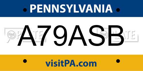 A79ASB Pennsylvania License Plate