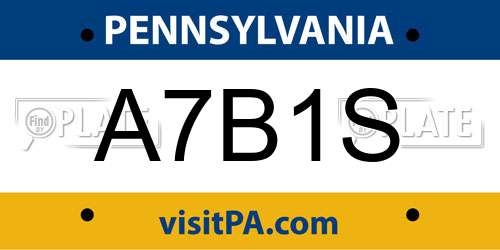 A7B1S Pennsylvania License Plate