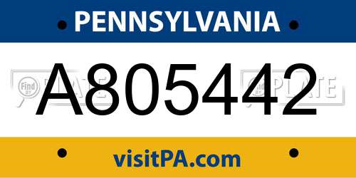 A805442 Pennsylvania License Plate