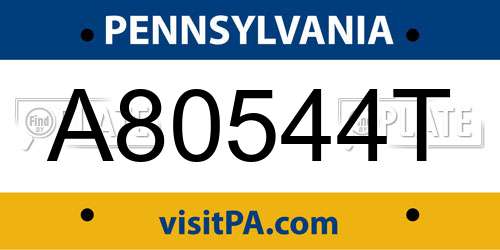 A80544T Pennsylvania License Plate