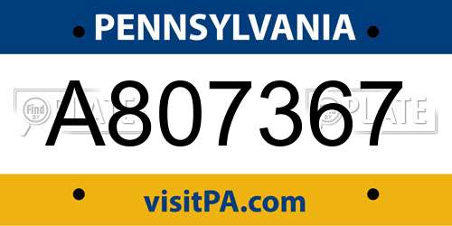 A807367 Pennsylvania License Plate