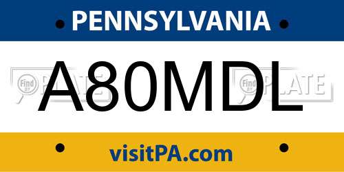 A80MDL Pennsylvania License Plate