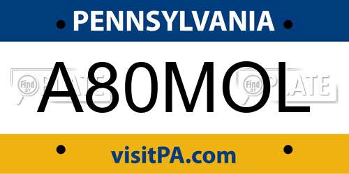 A80MOL Pennsylvania License Plate