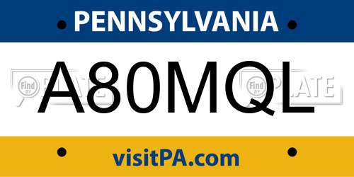 A80MQL Pennsylvania License Plate
