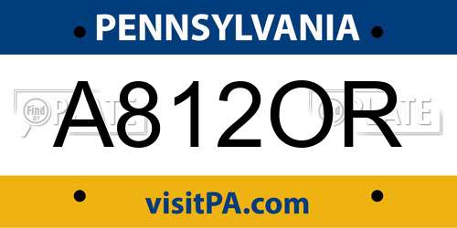 A812OR Pennsylvania License Plate