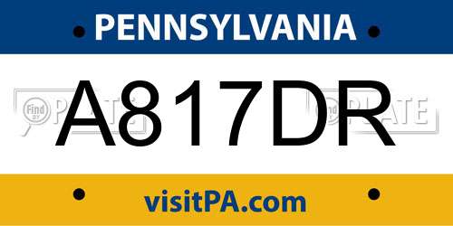 A817DR Pennsylvania License Plate