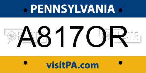 A817OR Pennsylvania License Plate