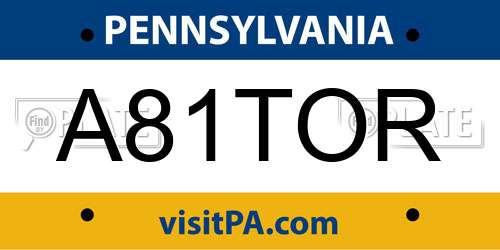 A81TOR Pennsylvania License Plate