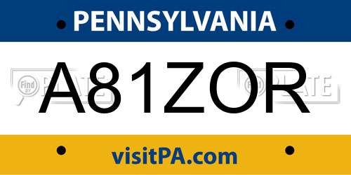 A81ZOR Pennsylvania License Plate
