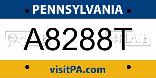 A8288T Pennsylvania License Plate