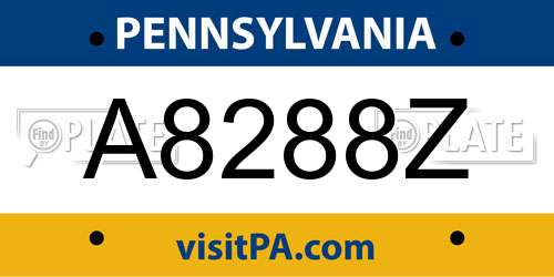 A8288Z Pennsylvania License Plate