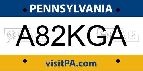 A82KGA Pennsylvania License Plate