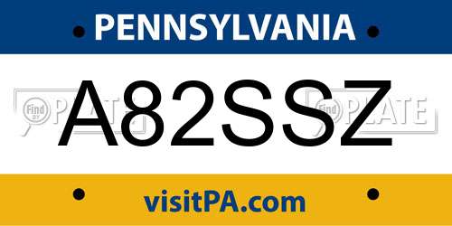 A82SSZ Pennsylvania License Plate